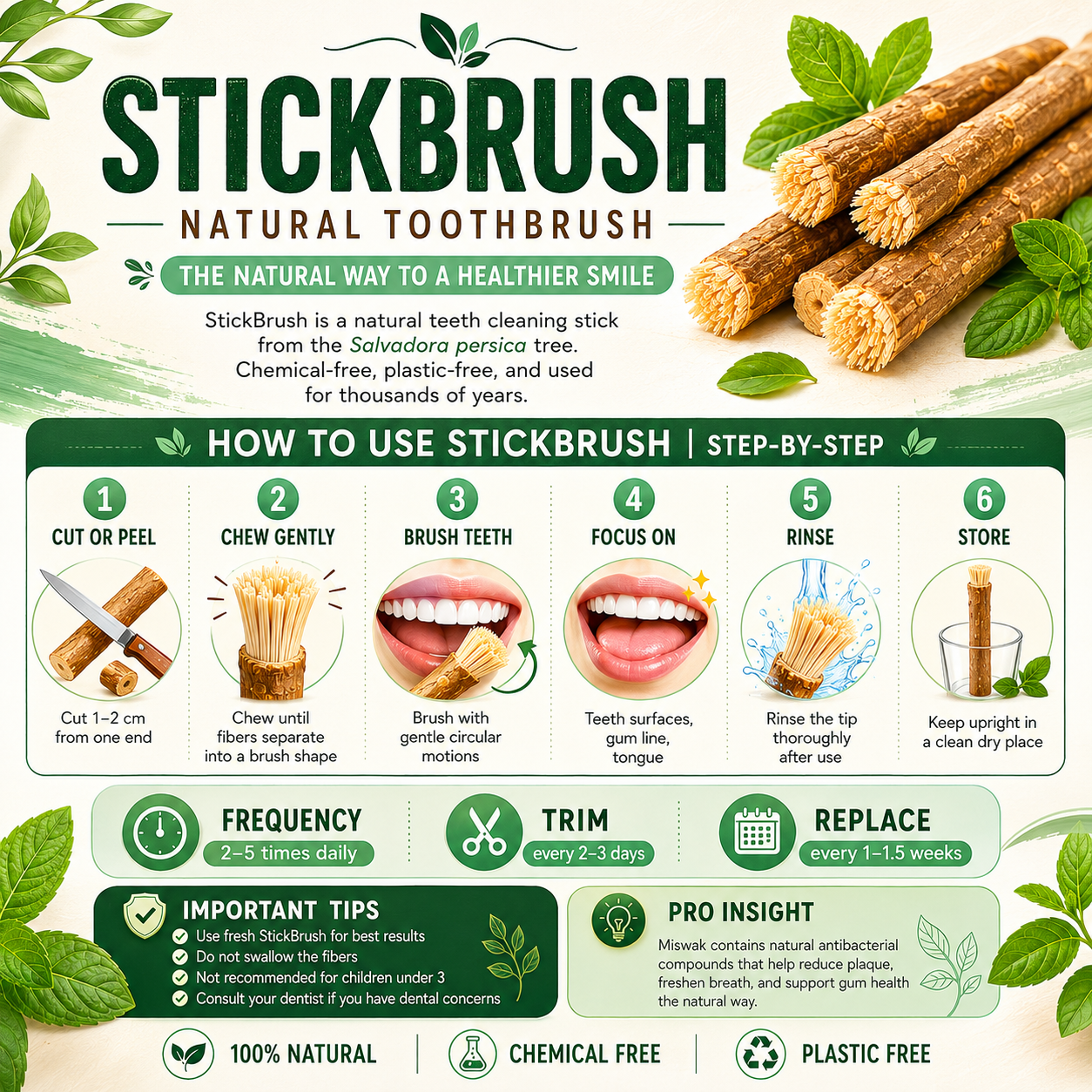 StickBrush — Natural Miswak Toothbrush Stick